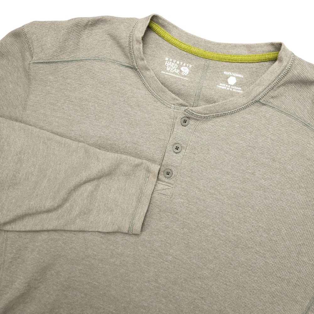 Mountain Hardwear Shirt‎ Mens 2XL Gray Long Sleeve Thermal Henley Base Layer